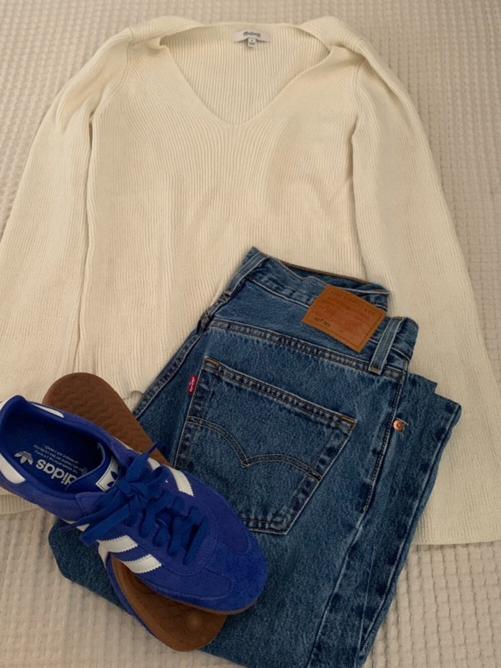 Madewell Cream Knit Long Sleeve Top